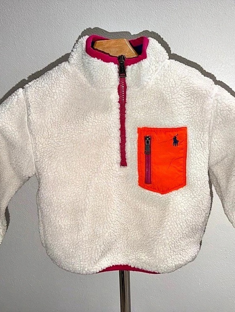 Polo Ralph Lauren Fleece Half-Zip Pullover White & Orange 4T